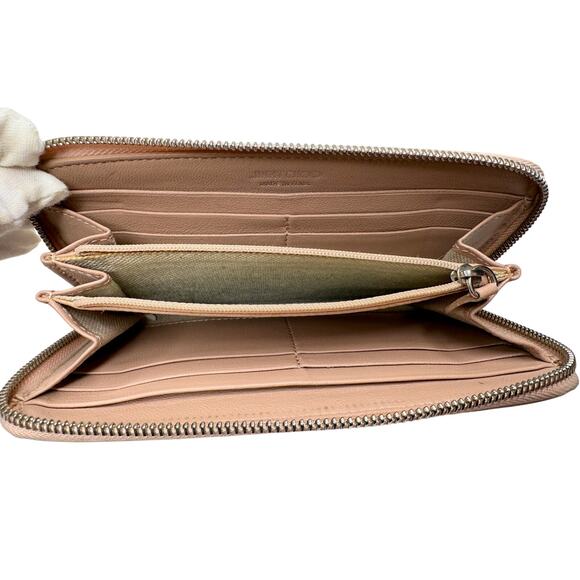 Jimmy Choo Filipa Zip-Around Long Wallet in Pink Leather Multi-Tone Star Studded - Picture 2 of 16